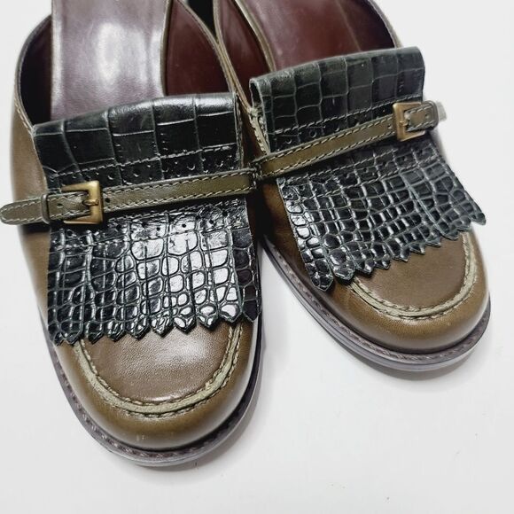 Franco Sarto Brown Croc Leather Slide On Mule Size 8 - Picture 12 of 16